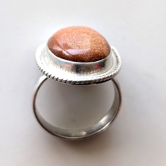 Goldstone Oval High Quality 925 Silver Ring. - Picture 3 of 5